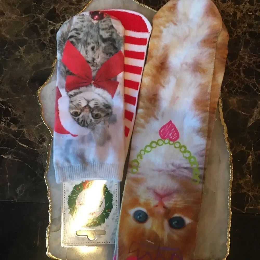 🐈⬛ - 🎃 CAT SOCKS! So cute 2 pairs! - Picture 4 of 8